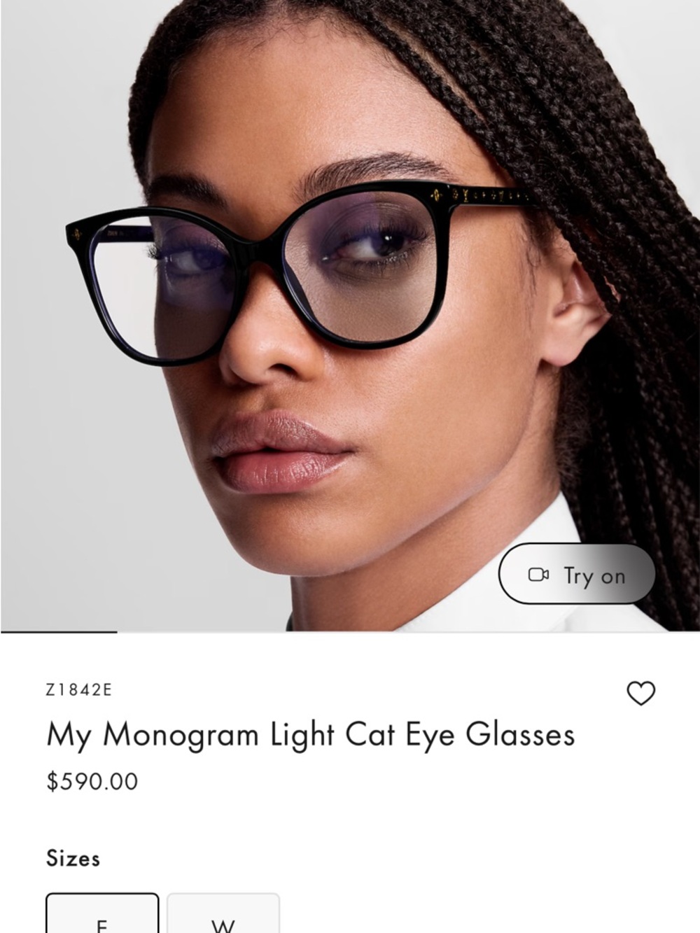 Louis Vuitton Black Cat-Eye Monogram Light Glasses